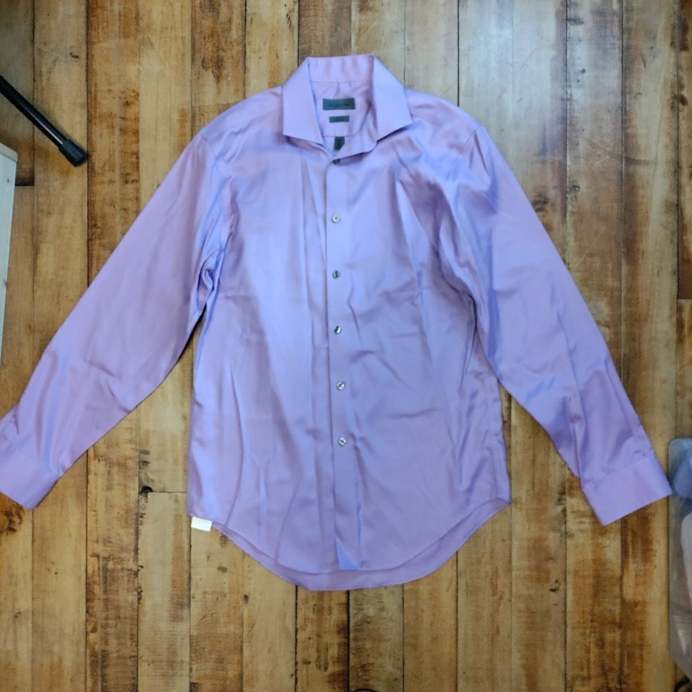 Calvin Klein dress shirt 15 neck 32 by 33 purple button down slim fit Easter